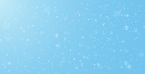 White snowfall texture isolated on blue background, realistic winter overlay, Vector PNG, transparent