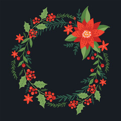 christmas wreath vector illustration