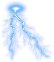Thunderstorm and Lightning. Thunder storm realistic lightning. Magic and bright light effects. Vector Illustration isolated on transparent background