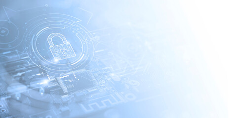 Cyber security digital lock technology background