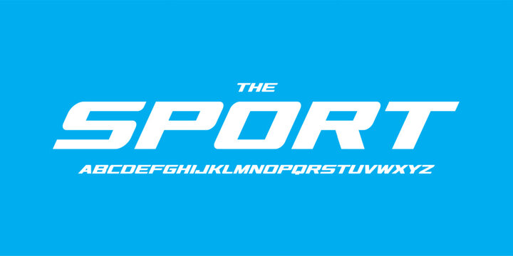 Sporty italic alphabet, wide bold font for powerful dynamic lettering, swift automotive logo, energetic daring headline, car racing branding. Vector typeset