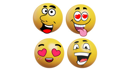 Obraz premium A funny set of cartoon smiley faces with cheerful and happy Easter egg expressions