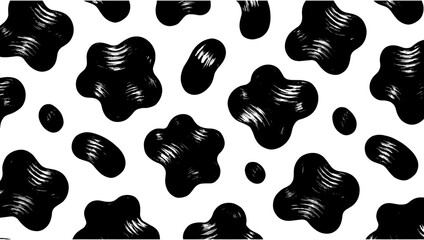 Abstract cow print seamless pattern in black and white