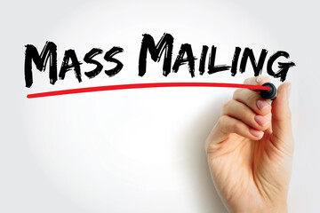 Mass Mailing - sending the same email message to a large number of people at the same time, text concept background