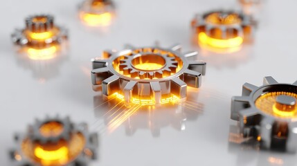Mechanical Gears Metallic Shining