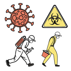 Fototapeta premium Coronavirus Pandemic Safety Icons Keywords: coronavirus, covid19, virus, pandemic, biohazard