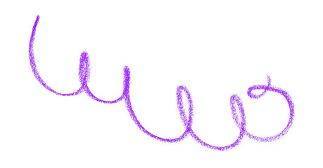 Hand drawn purple pencil lines, circles, stripes and squiggly lines on transparent background.