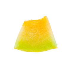 High Quality PNG Picture of bitten orange honeydew melon slice isolated on white background