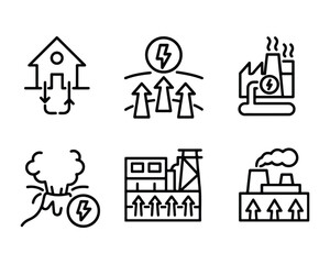 Fototapeta premium Set of outline icons related to green, renewable energy, alternative sources energy. Eco icon collection