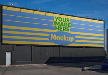 Mockup of Big Ad Canvas in City