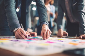 Corporate people working together in the conference room of their office, sharing idea and planning the business strategy of their company - Teamwork and brainstorming abstract concept. High quality