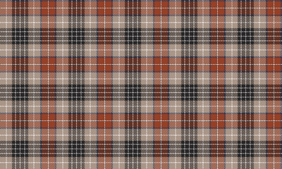 Seamless plaid pattern, beige, orange, white, black, for designing clothes, skirts, shirts, dresses, pants, elegant and stylish, vector illustration.
