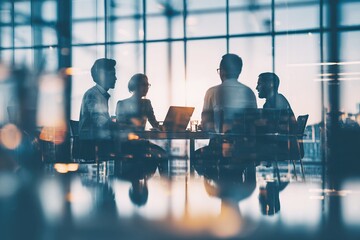 Corporate people working together in the conference room of their office, sharing idea and planning the business strategy of their company - Teamwork and brainstorming abstract concept. High quality