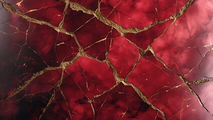 Red Cracked Marble with Gold Veins – Luxury Abstract Stone Background