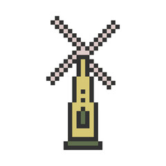 Fototapeta premium windmill building retro pixel art