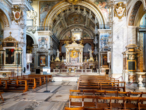 Interior of the Santa Maria in Ara Coeli church, Rome, Italy