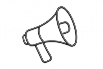 Transparent-background gray megaphone symbolizing communication, broadcasting, marketing message