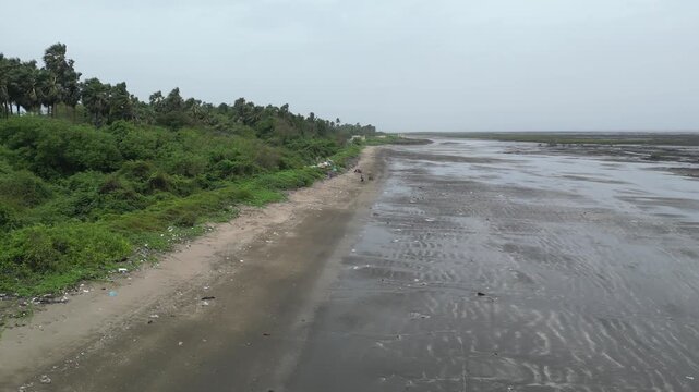 gorai beach drone going front view