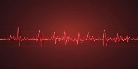 A vibrant red cardiogram on a medical monitor shows a strong, healthy heartbeat