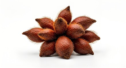 Fototapeta premium A cluster of fresh brown jackfruits on a white background.