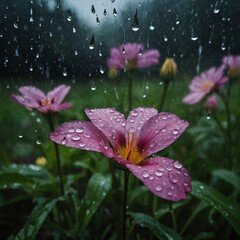 pink flower with water drops