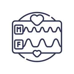Pairedrhythms icon with male and female heart rate lines. Symbolizes a couple's emotional and biological synchronization, love compatibility, and deep connection.