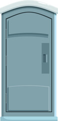 Portable restroom standing on white background, ideal for outdoor events and construction sites
