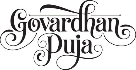 Govardhan Puja Typography Collection &ndash; Elegant Hand Lettering Designs for Hindu Festival Greetings