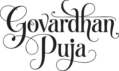 Govardhan Puja Typography Collection – Elegant Hand Lettering Designs for Hindu Festival Greetings