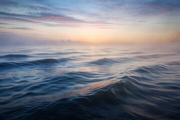 Misty Ocean Waves at Sunrise