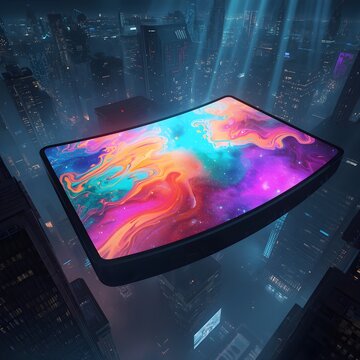Holographic City Skyline Screen