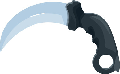 Curved blade karambit knife with black handle isolated on white background, perfect for self defense or martial arts