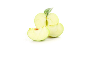 Fresh Green Apple Slices from Shaanxi Province on White Background - Healthy Organic Fruit