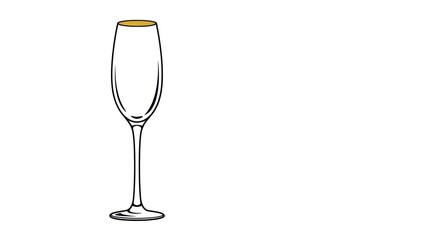 A simple line drawing of a champagne flute, highlighting its elegant form and golden rim.