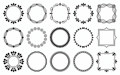 Obraz premium Vector art of set of fifteen decorative frames for design