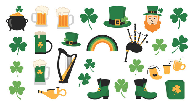 Lucky irish symbols and festive elements for st patricks day celebration