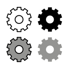 Settings Icon . in stroke, black and colored vectors collection isolated on white background.