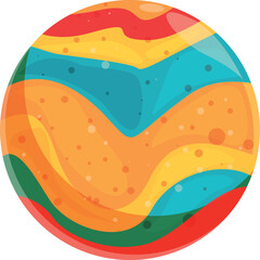 Brightly colored sphere with swirling patterns creating an abstract, otherworldly design