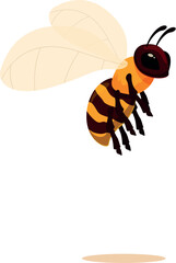 Cartoon illustration of a honey bee flying, showing its stinger and wings