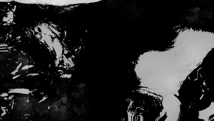 Black abstract and gray painting with noise texture background. Hand-drawn abstract art. Concept of grunge, dirty, vintage, artistic, contemporary for wallpaper, print, paper texture, cover, poster.