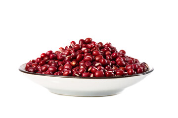 Fresh Red Adzuki Beans in White Bowl on White Background - Healthy Legumes for Cooking