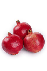 Fresh Red Pomegranates on White Background - Healthy Superfruit with Water Droplets