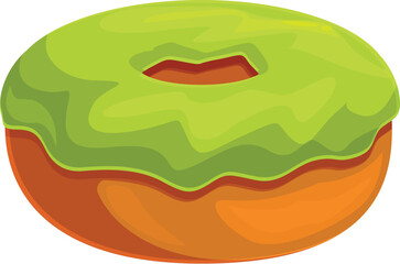 Green glazed donut dripping, a sweet treat for breakfast or dessert