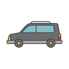 Obraz premium Simple vector illustration of a grey SUV car with roof rack
