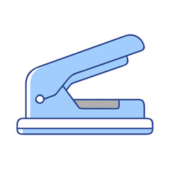 Illustration of a blue hole puncher, stationery item, school or office supply