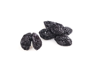 California Air-Dried Prunes Isolated on White Background - Healthy Dried Fruit Snack