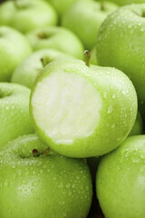 Fresh Green Apples with Water Droplets - Sweet Crisp Fruit from Shaanxi China