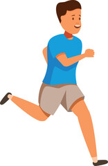 Happy young man running, promoting health and wellness through physical activity
