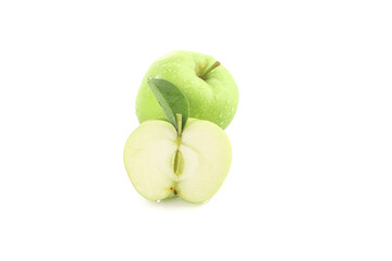 Fresh Green Apple Half Slice Isolated White Background Healthy Organic Fruit Diet Nutrition