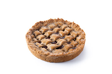 Traditional Pastafrola pie with guava filling, also known as Cuban pae isolated on white background